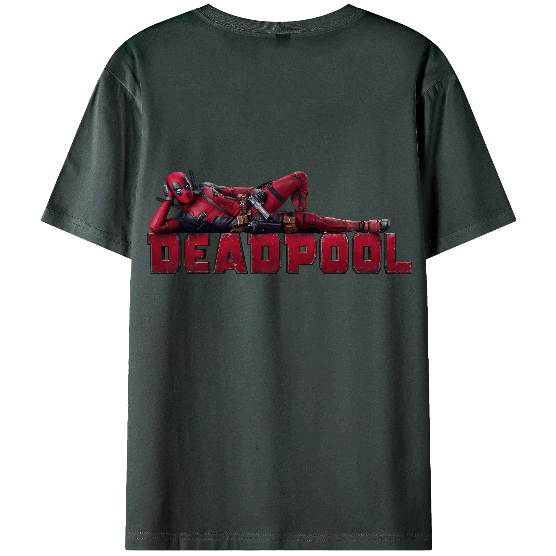 （画像用） Deadpool デッドプール 綿100％ メンズ半袖Tシャツ（バックプリント） 通気性